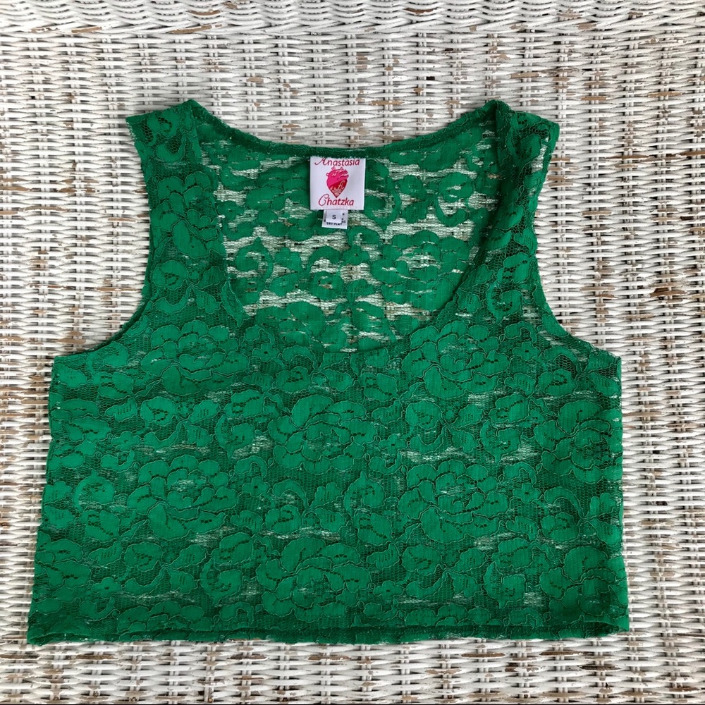 DESIGNER {Anastasia Chatzka} Semi-sheer Lace Crop Top • Size Small - Picture 3 of 6